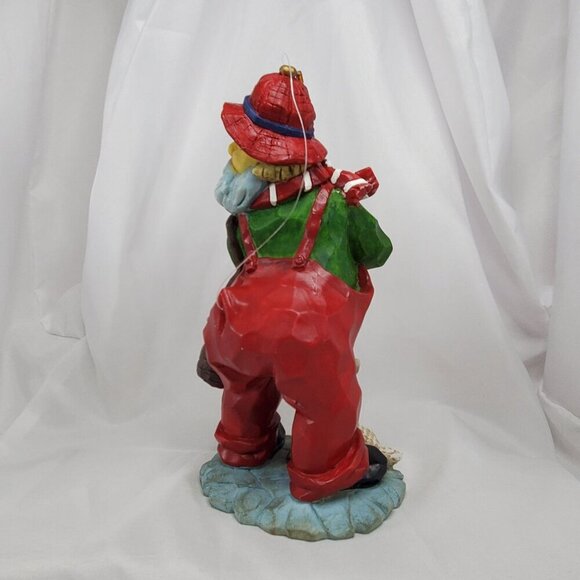 VTG Fishing Santa Claus Figurine Holding Rod & Fish Snagged his Bottom 9" Tall - Picture 7 of 13